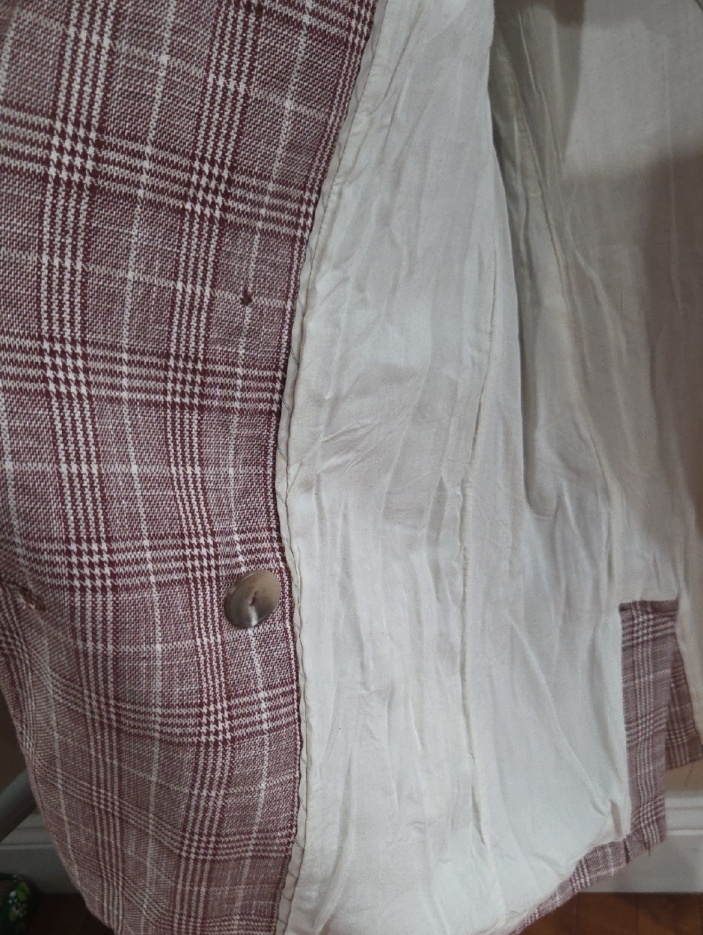 Maeve by Anthropologie Brown lightweight double breasted Plaid Blazer size 4 - Picture 7 of 12